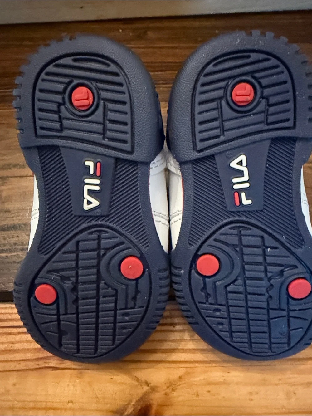 Fila Baby White Navy Red Athletic Sneakers never worn